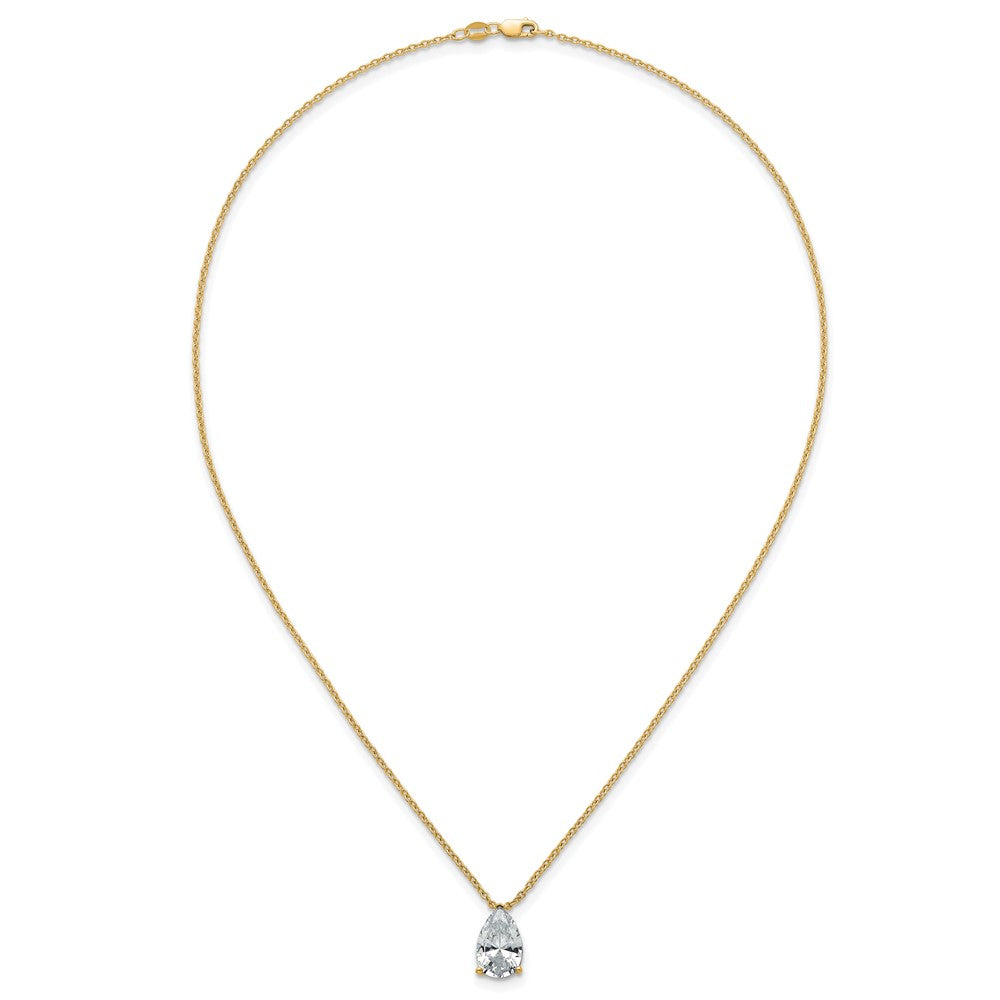 14k 4ct Lab Grown Diamond VS+ F+ Pear Comp 18in Pendant Necklace