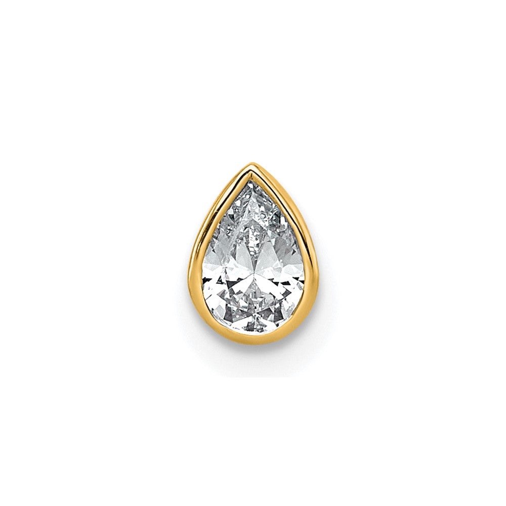 14k 1/3ct Lab Grown Diamond VS+ F+ Pear Comp Bezel Chain Slide