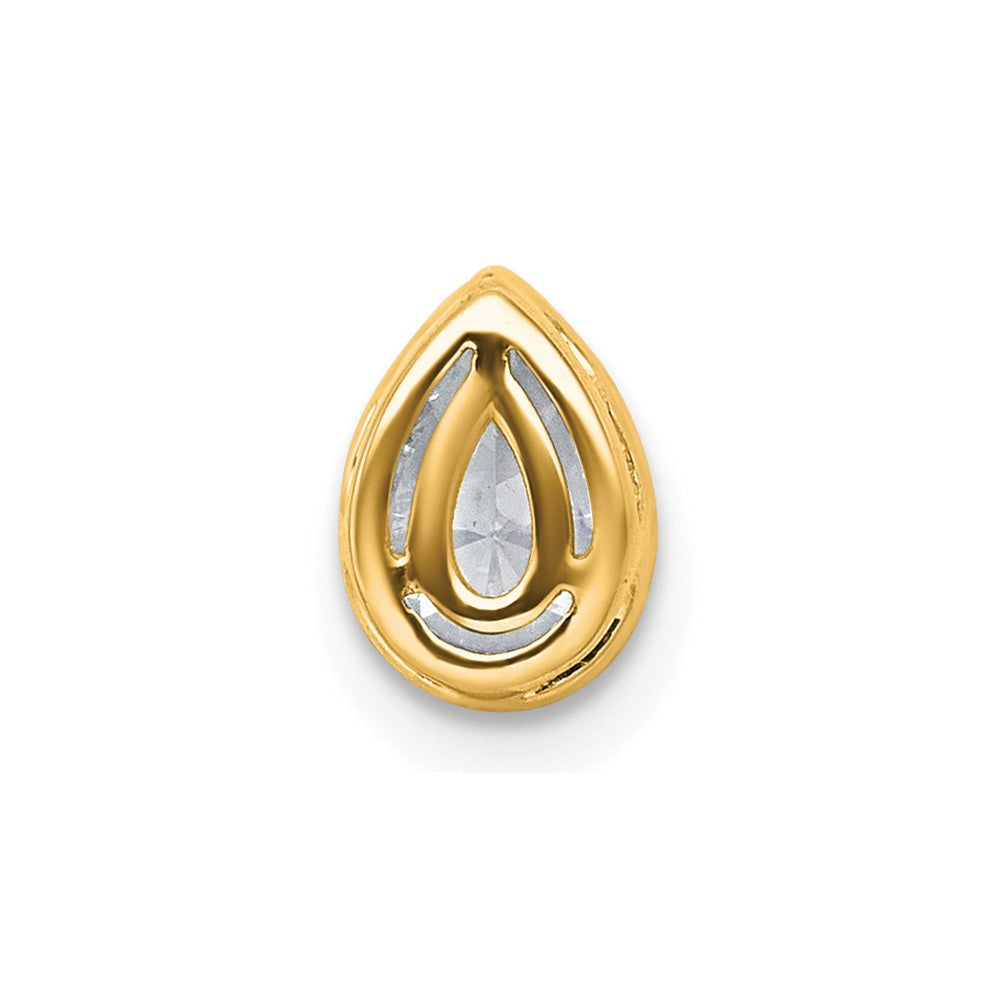 14k 5/8ct Lab Grown Diamond VS+ F+ Pear Comp Bezel Chain Slide