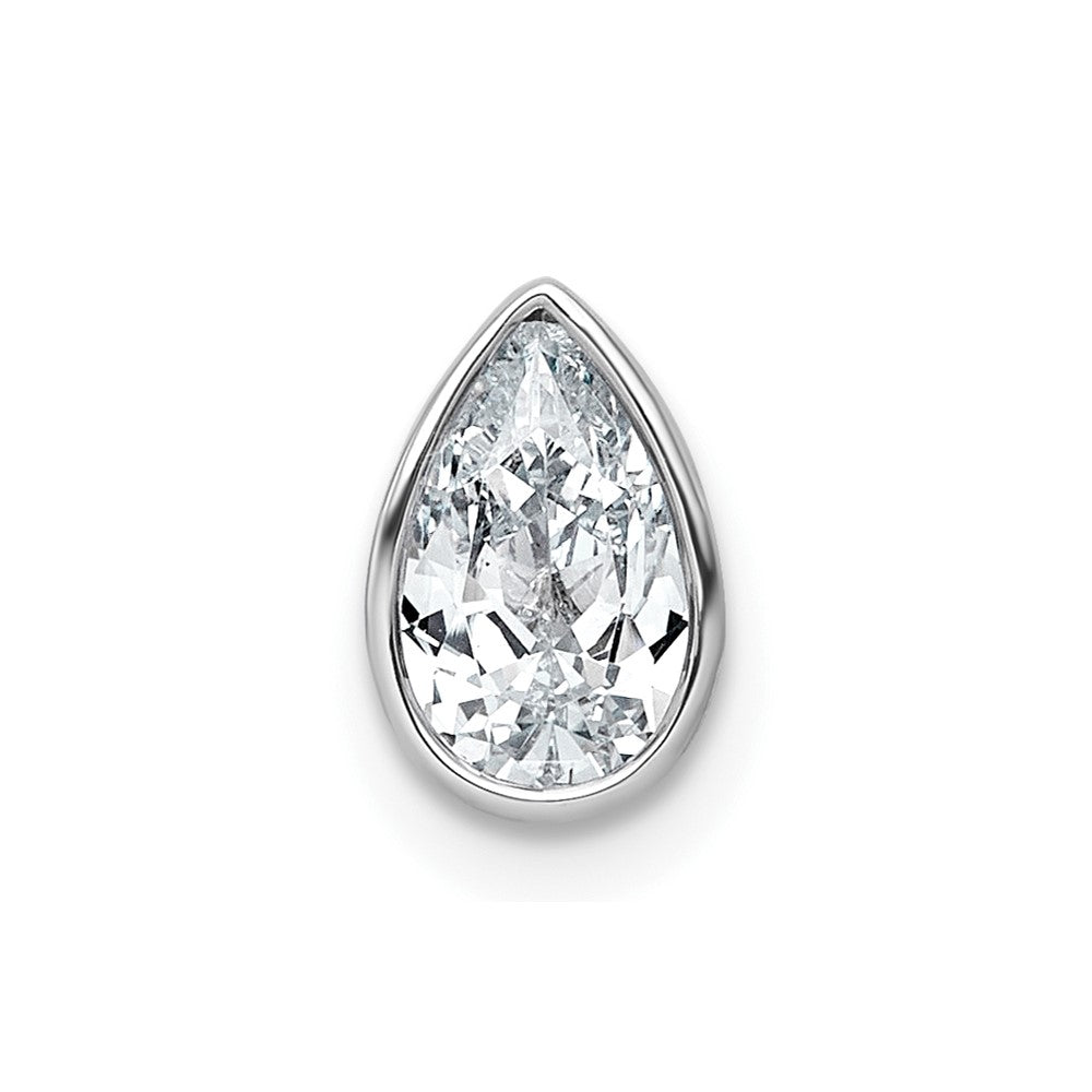 14kw 3/4ct Lab Grown Diamond VS+ F+ Pear Comp Bezel Chain Slide