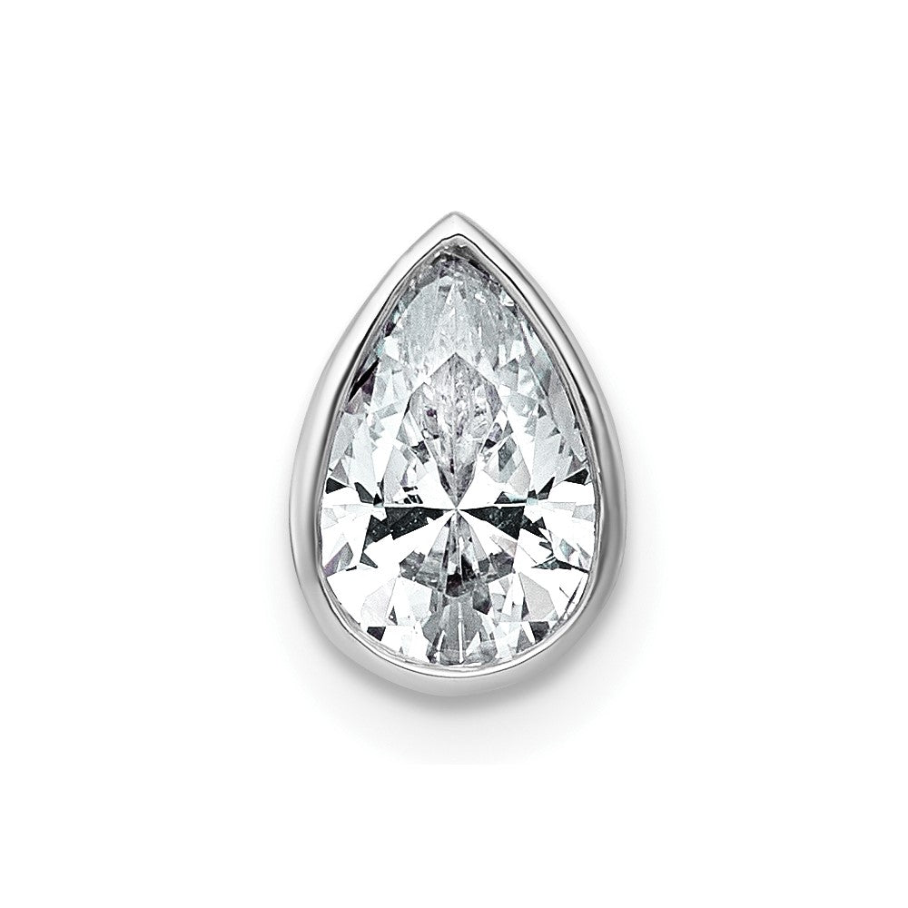 14kw 1ct Cert Lab Grown Diamond VS+ F+ Pear Comp Bezel Chain Slide