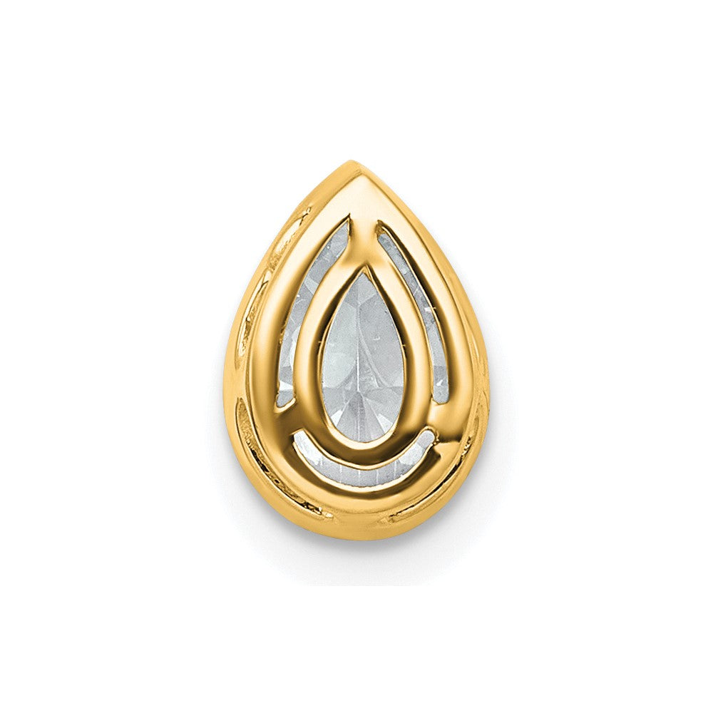 14k 1ct Cert Lab Grown Diamond VS+ F+ Pear Comp Bezel Chain Slide