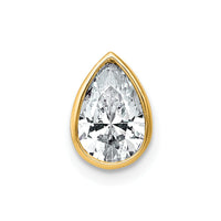 14k 1ct Cert Lab Grown Diamond VS+ F+ Pear Comp Bezel Chain Slide