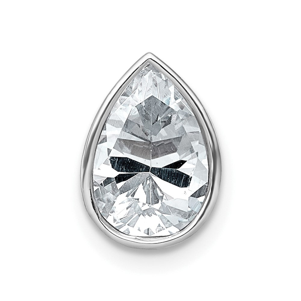 14kw 2ct Cert Lab Grown Diamond VS+ F+ Pear Comp Bezel Chain Slide