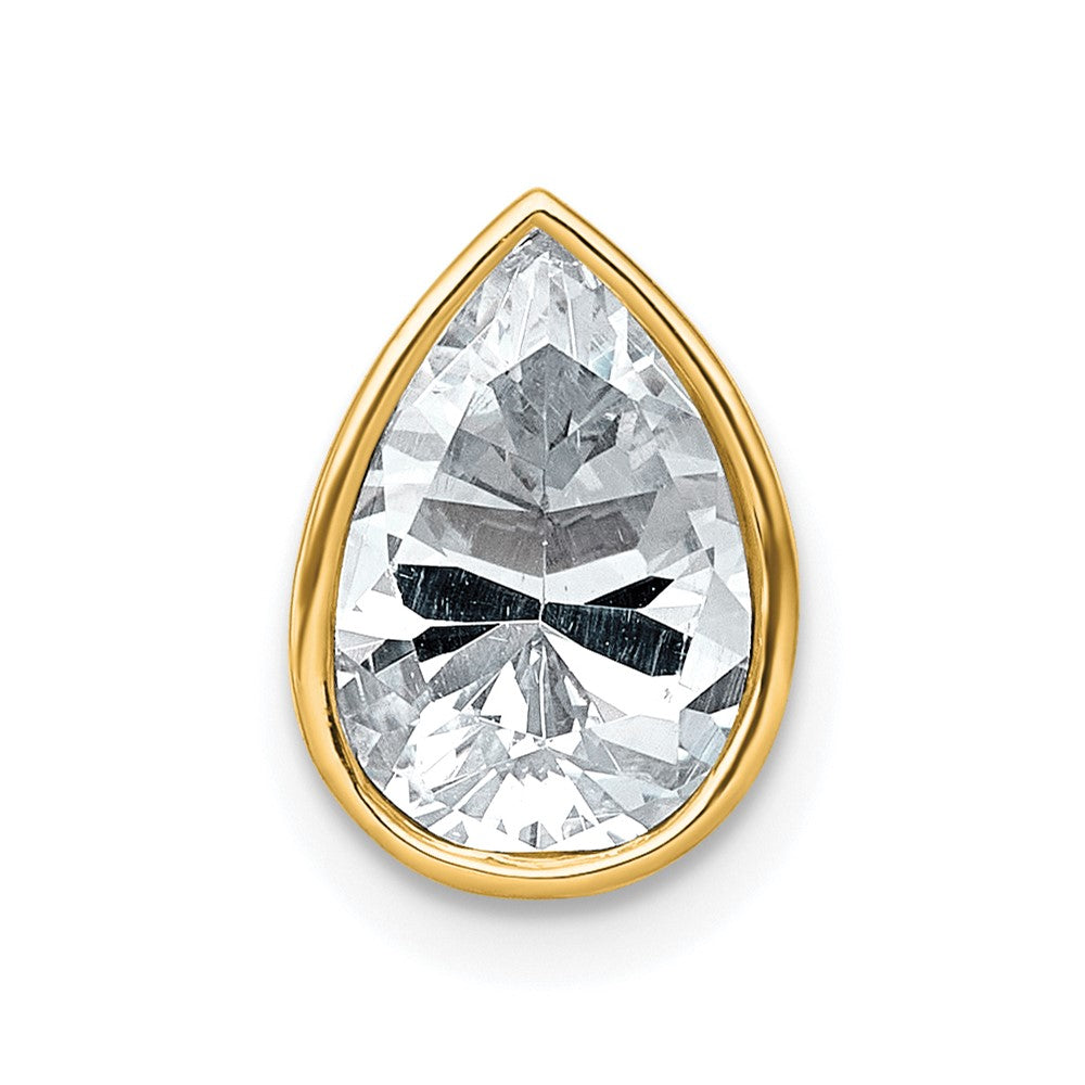 14k 2ct Lab Grown Diamond VS+ F+ Pear Comp Bezel Chain Slide