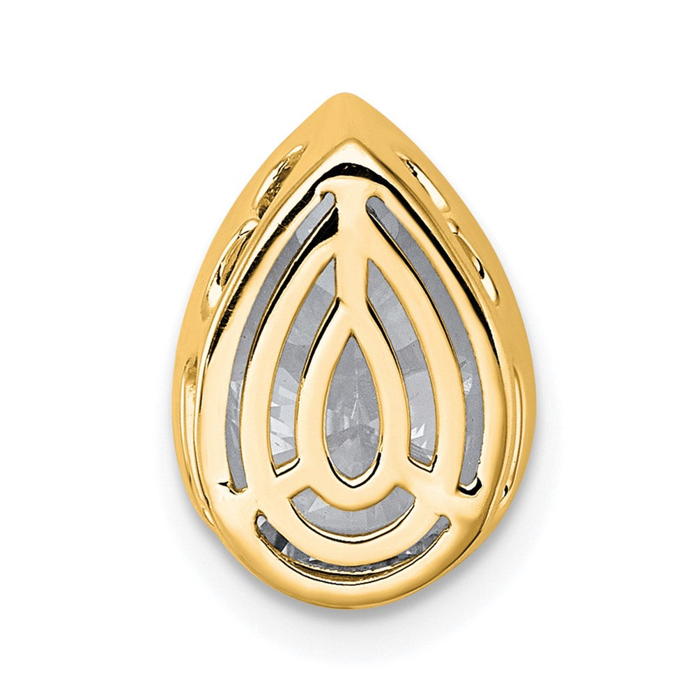 14k 2 1/2ct Lab Grown Diamond VS+ F+ Pear Comp Bezel Chain Slide