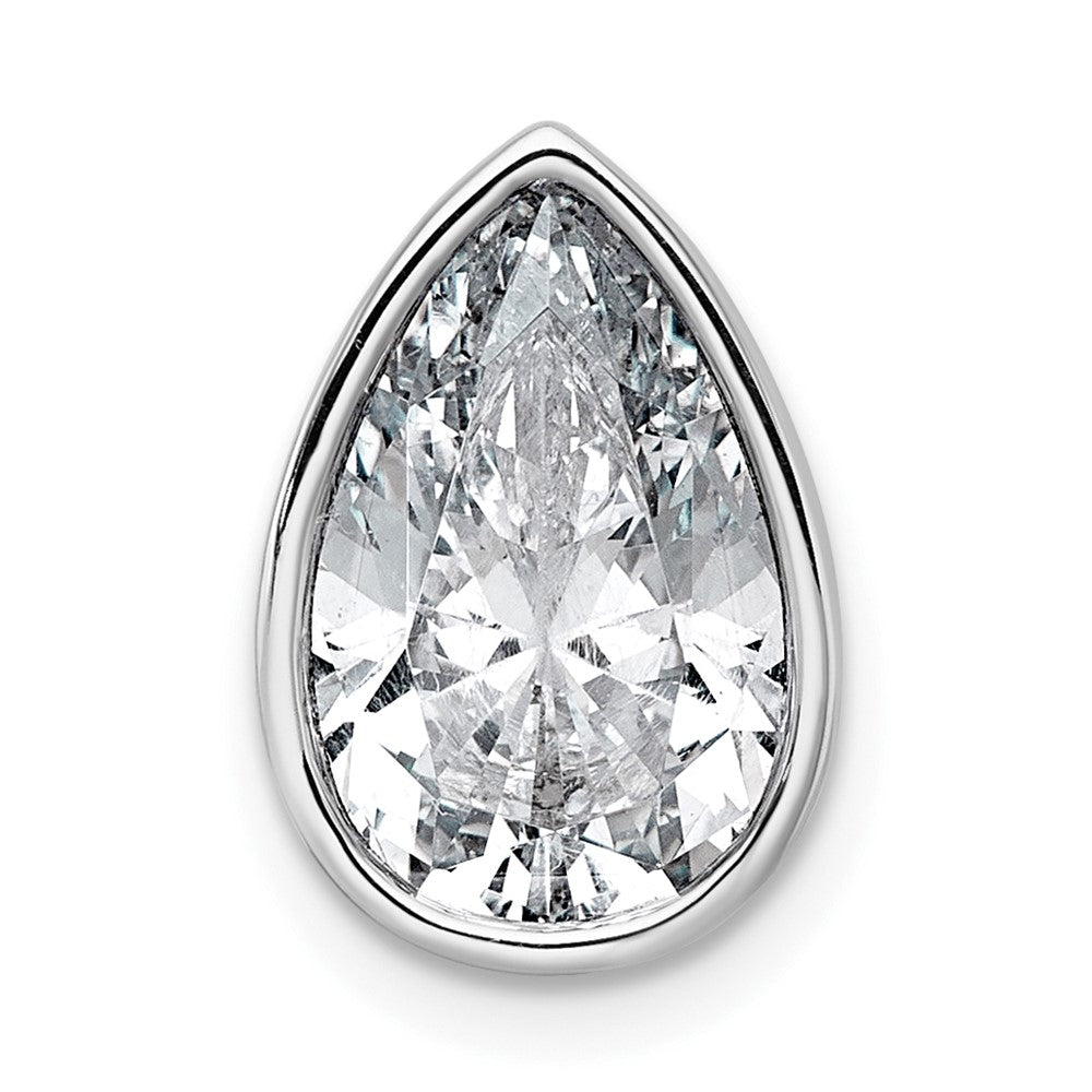 14kw 3ct Cert Lab Grown Diamond VS+ F+ Pear Comp Bezel Chain Slide