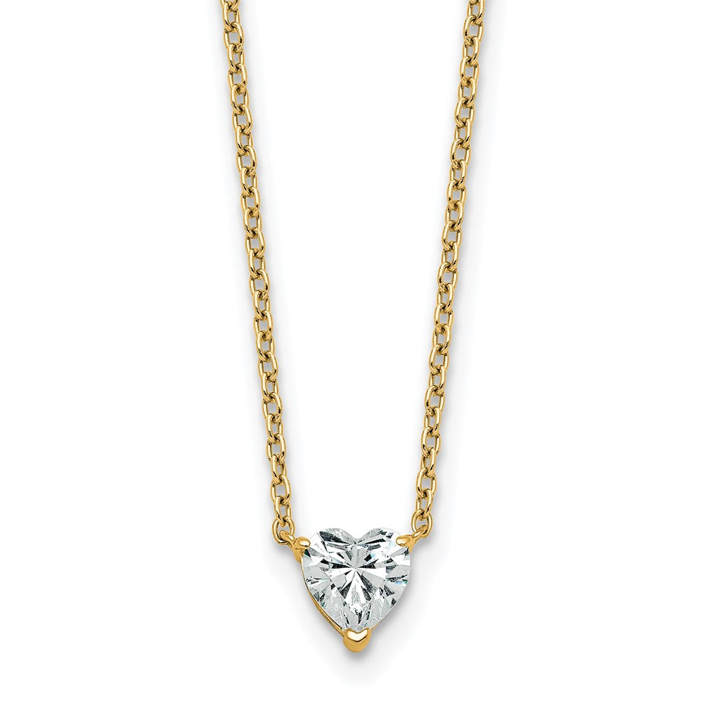 14k 1/2ct Lab Grown Diamond VS+ F+ Heart Comp 18in Pendant Necklace