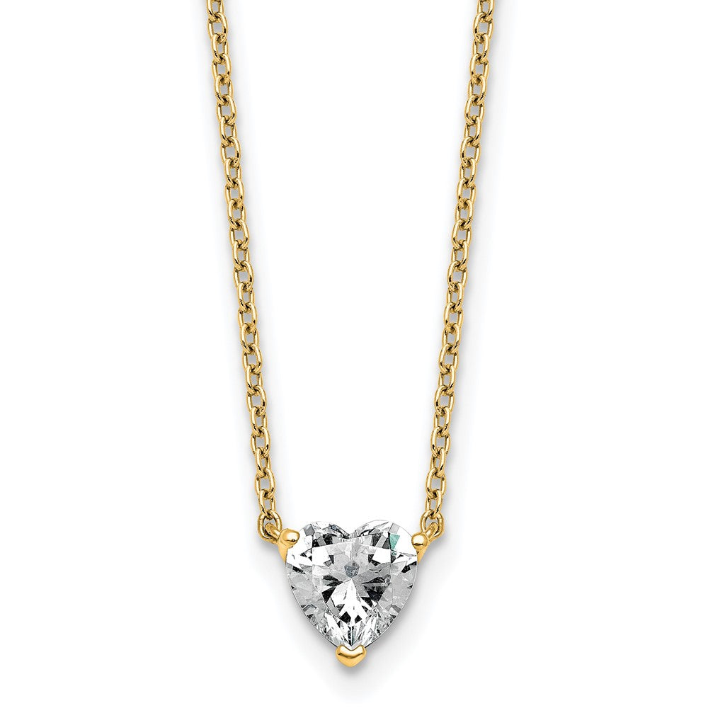 14k 3/4ct Lab Grown Diamond VS+ F+ Heart Comp 18in Pendant Necklace