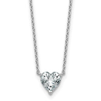 14kw 1ct Lab Grown Diamond VS+ F+ Heart Comp 18in Pendant Necklace