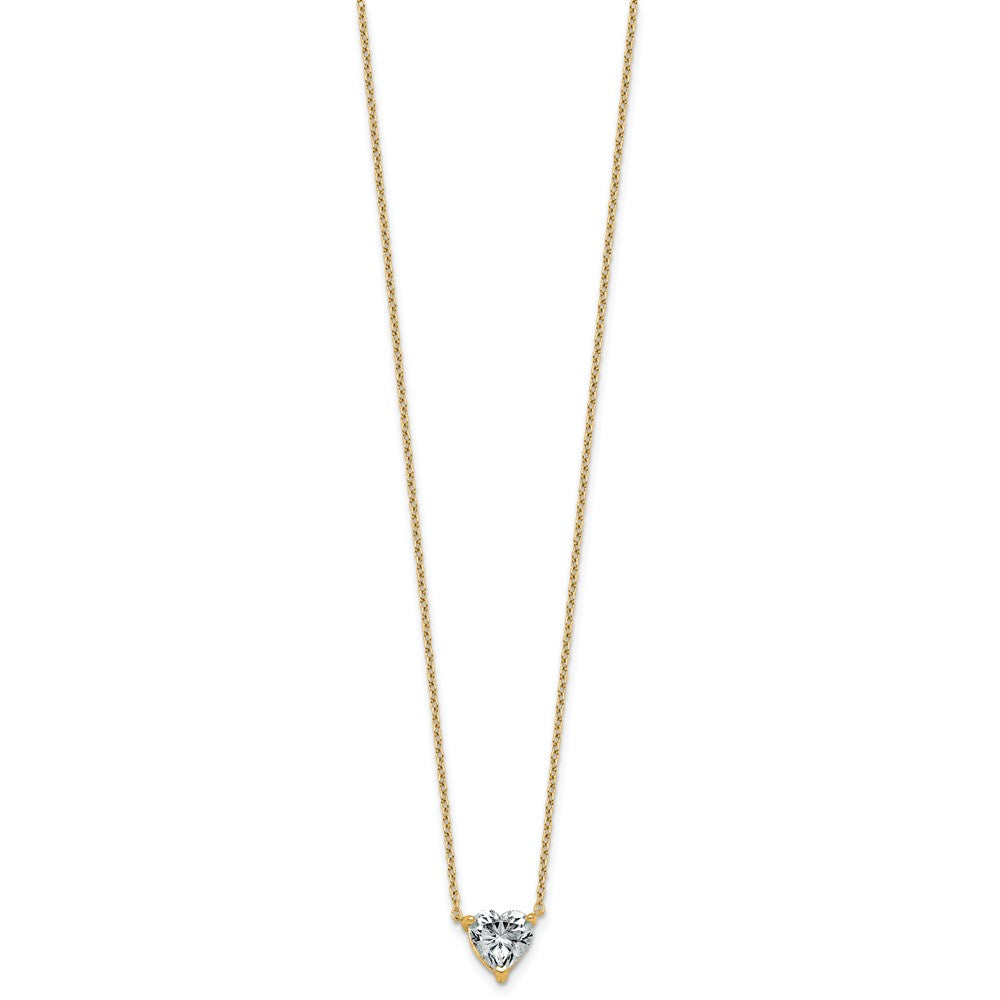 14k 1 1/2ct Cert Lab Grown Dia VS+ F+ Heart Comp 18in Pendant Necklace