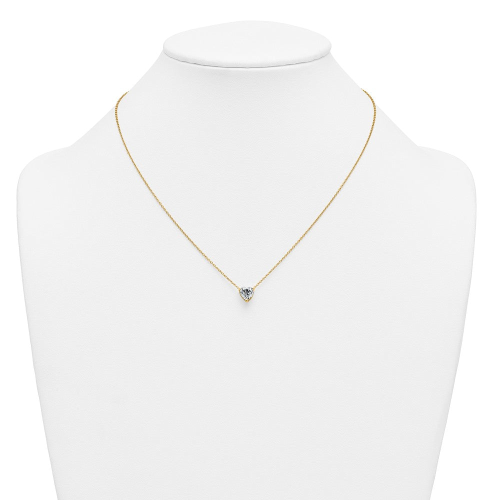 14k 1 1/2ct Cert Lab Grown Dia VS+ F+ Heart Comp 18in Pendant Necklace