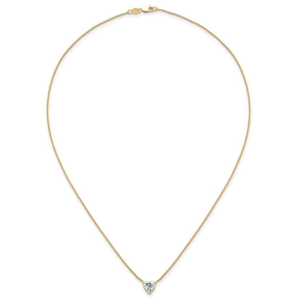 14k 1 1/2ct Cert Lab Grown Dia VS+ F+ Heart Comp 18in Pendant Necklace