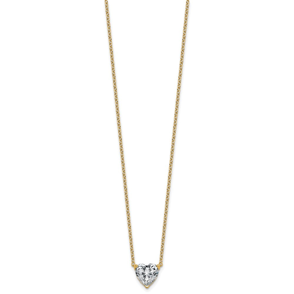 14k 2 1/2ct Lab Grown Diamond VS+ F+ Heart Comp 18in Pendant Necklace