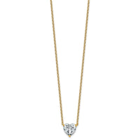 14k 3ct Lab Grown Diamond VS+ F+ Heart Comp 18in Pendant Necklace