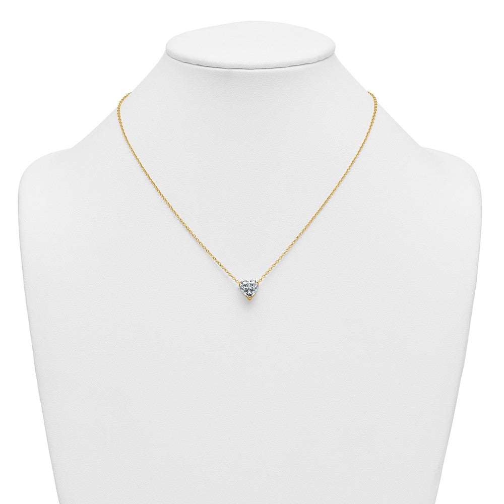 14k 3ct Lab Grown Diamond VS+ F+ Heart Comp 18in Pendant Necklace