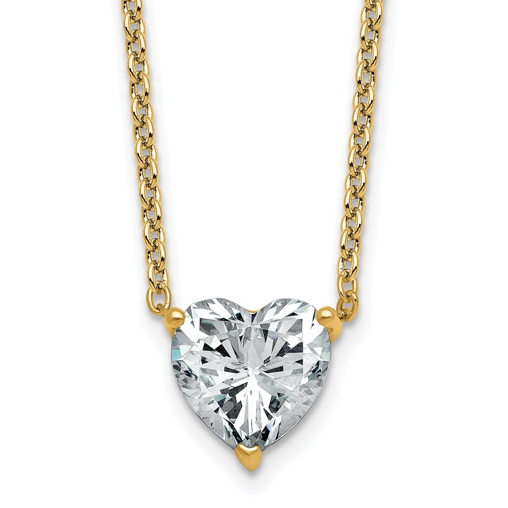 14k 3ct Lab Grown Diamond VS+ F+ Heart Comp 18in Pendant Necklace