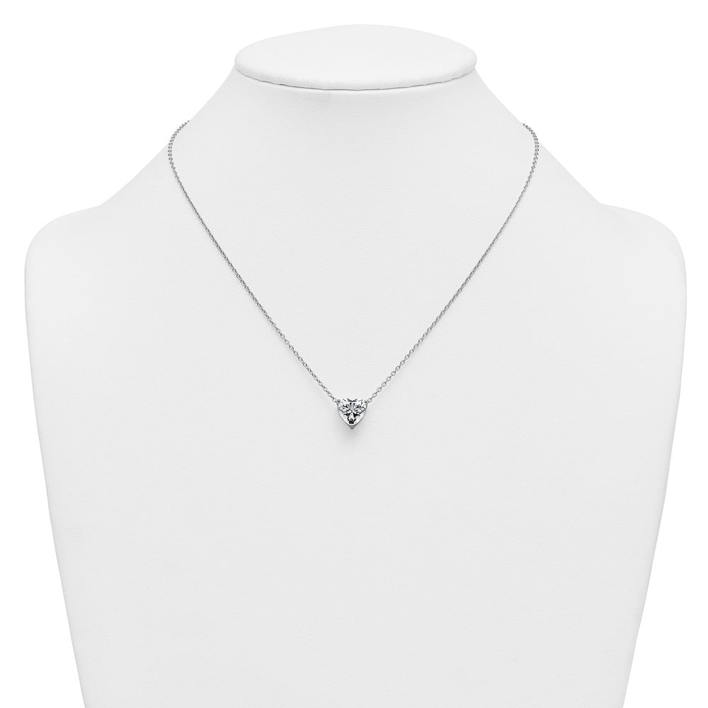 14kw 3 1/2ct Lab Grown Diamond VS+ F+ Heart Comp 18in Pendant Necklace