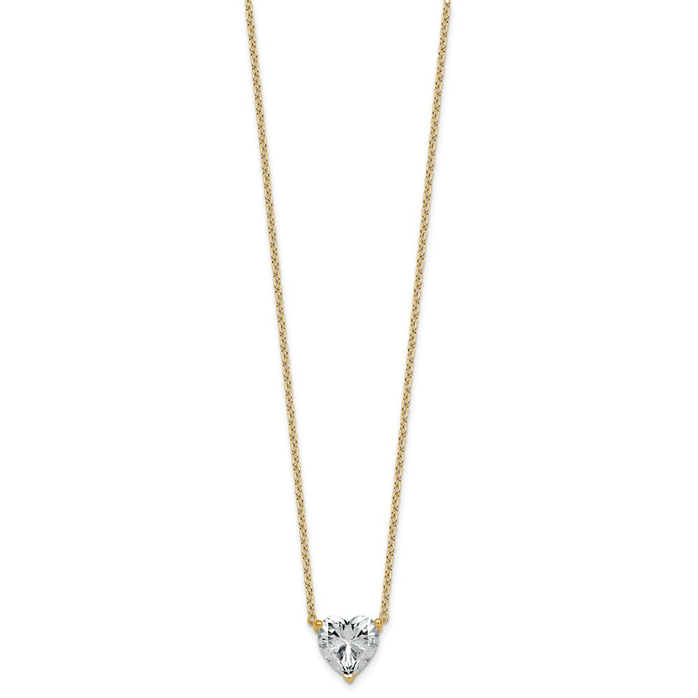 14k 3 1/2ct Lab Grown Diamond VS+ F+ Heart Comp 18in Pendant Necklace