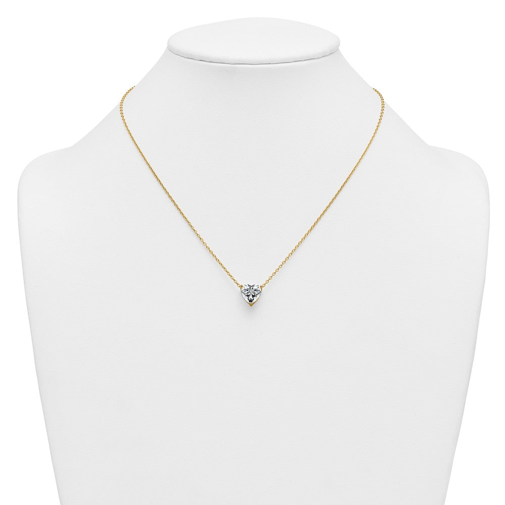 14k 3 1/2ct Lab Grown Diamond VS+ F+ Heart Comp 18in Pendant Necklace