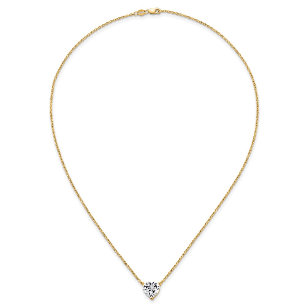 14k 3 1/2ct Lab Grown Diamond VS+ F+ Heart Comp 18in Pendant Necklace