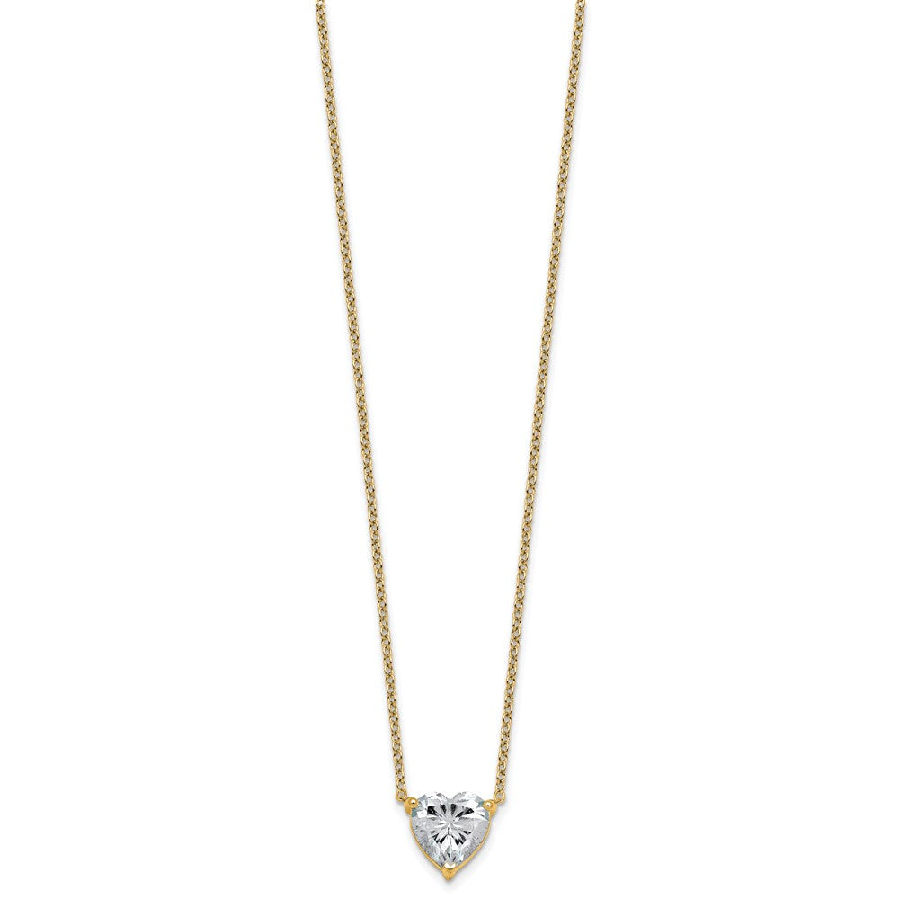 14k 4ct Cert Lab Grown Dia VS+ F+ Heart Comp 18in Pendant Necklace