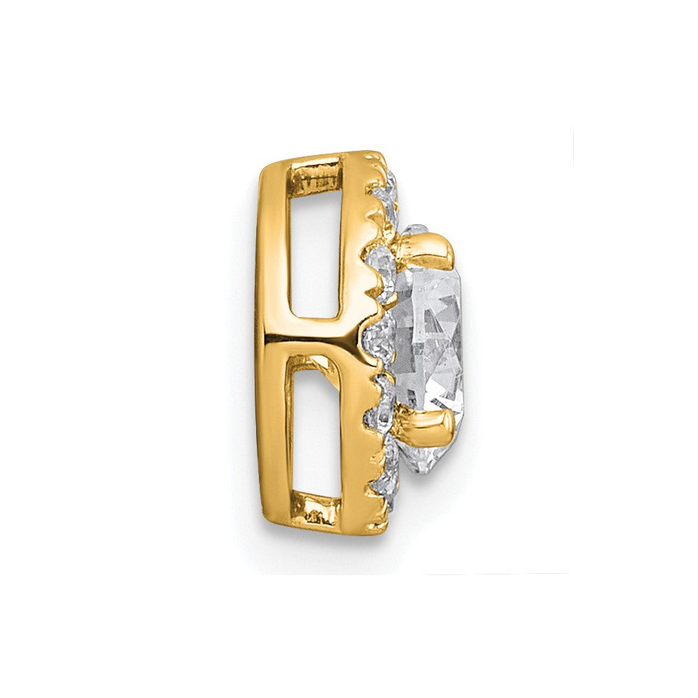 14k 1 1/4ct Lab Grown DIA VS+ F+ Round Comp Halo Chain Slide Pendant