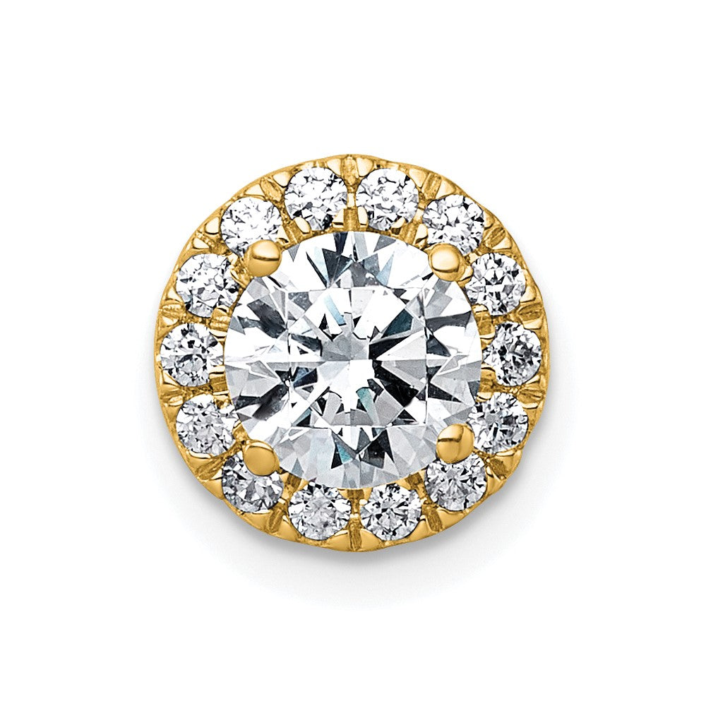 14k 1 1/4ct Cert Lab Grown DIA VS+ F+ Round Comp Halo Chain Slide Pendant