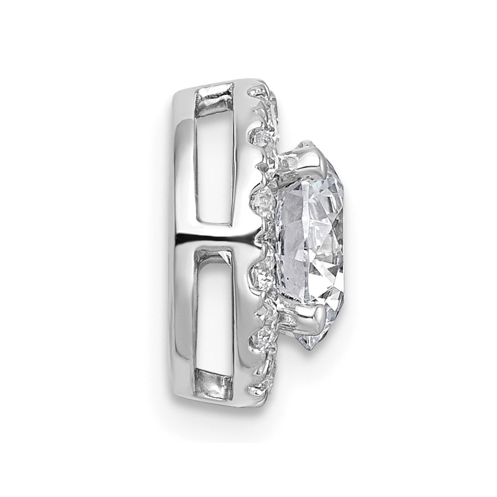 14kw 1 7/8ct Cert Lab Grown DIA VS+ F+ Round Comp Halo Chain Slide Pendant