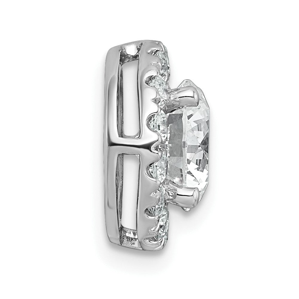 14kw 2 1/2ct Cert Lab Grown DIA VS+ F+ Round Comp Halo Chain Slide Pendant