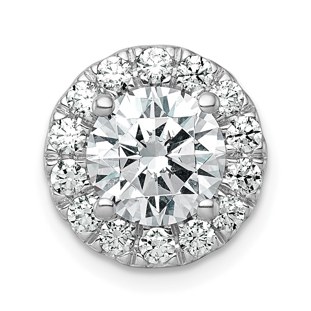 14kw 2 1/2ct Lab Grown DIA VS+ F+ Round Comp Halo Chain Slide Pendant