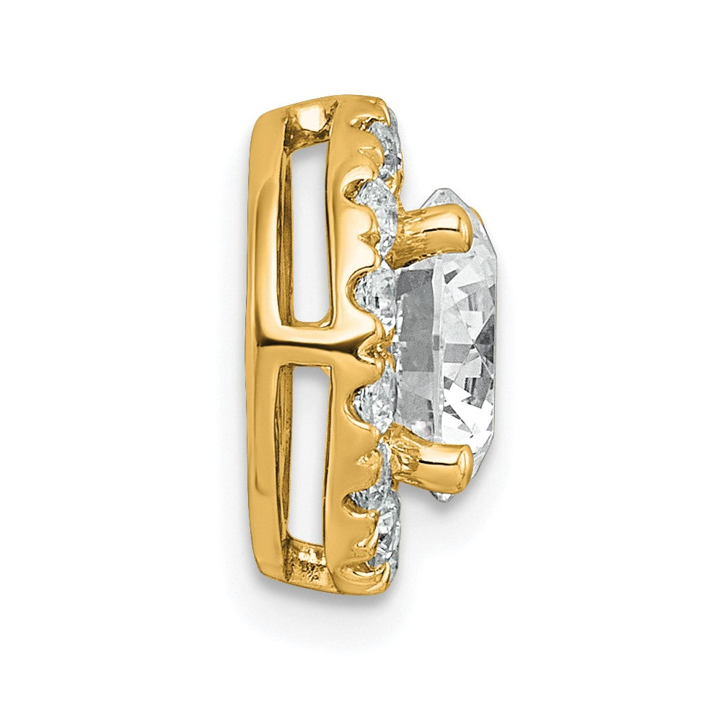 14k 2 1/2ct Cert Lab Grown DIA VS+ F+ Round Comp Halo Chain Slide Pendant