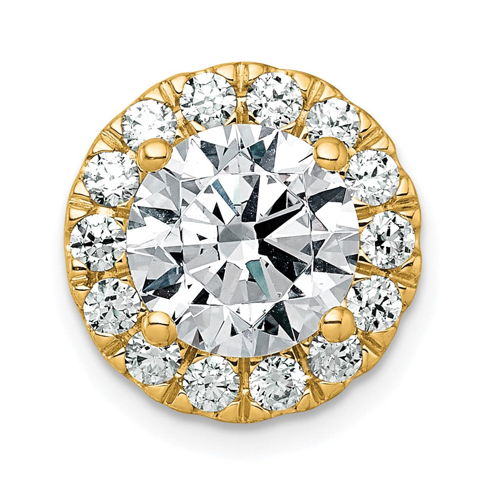 14k 3ct Lab Grown DIA VS+ F+ Round Comp Halo Chain Slide Pendant