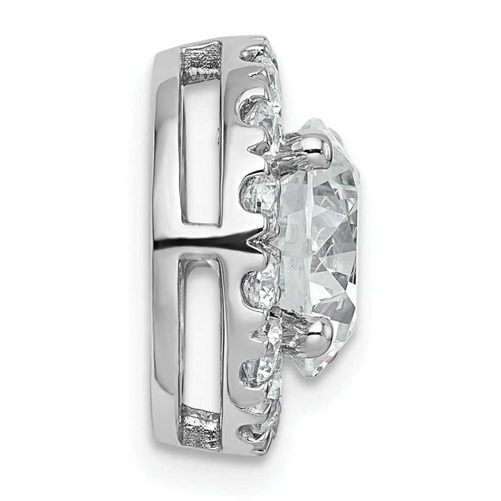 14kw 3 3/4ct Lab Grown DIA VS+ F+ Round Comp Halo Chain Slide Pendant