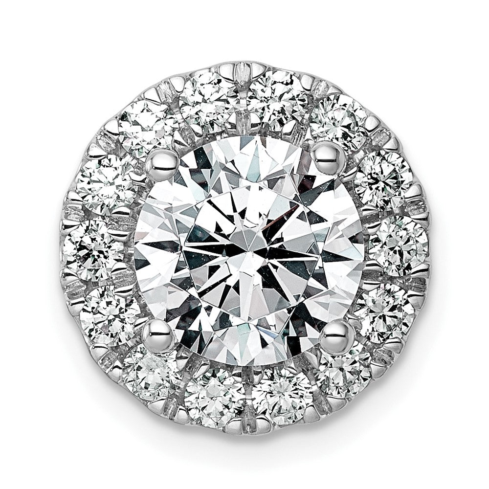 14kw 3 3/4ct Lab Grown DIA VS+ F+ Round Comp Halo Chain Slide Pendant