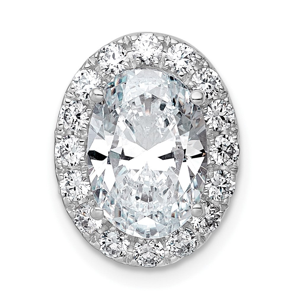 14kw 3 3/4ct Cert Lab Grown Diamond VS+ F+ Round Comp Halo Chain Slide