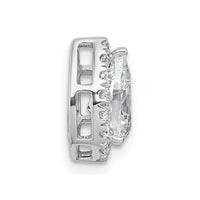 14kw 1 1/5ct Lab Grown Diamond VS+ F+ Pear Comp Halo Chain Slide Pendant