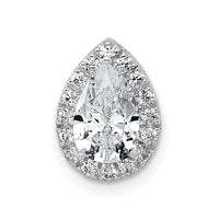 14kw 1 1/5ct Lab Grown Diamond VS+ F+ Pear Comp Halo Chain Slide Pendant