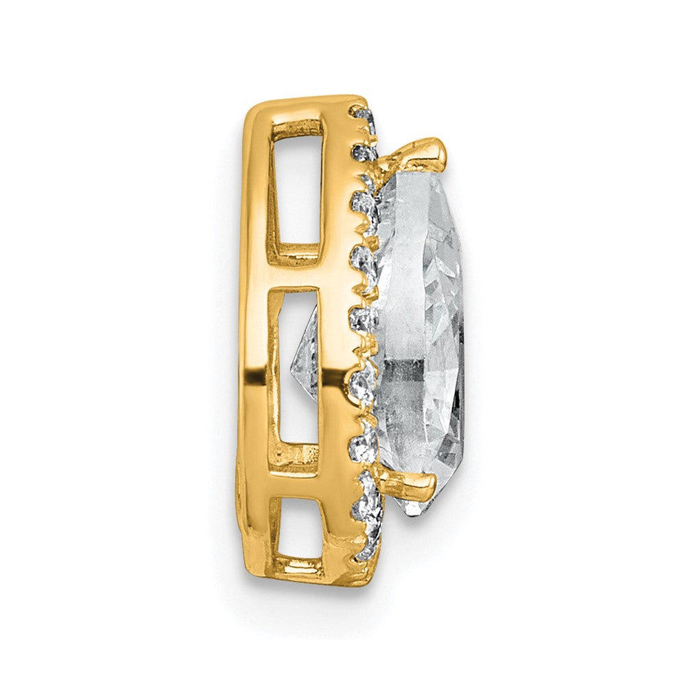 14k 1 3/4ct Cert Lab Grown Dia VS+ F+ Pear Comp Halo Chain Slide Pendant