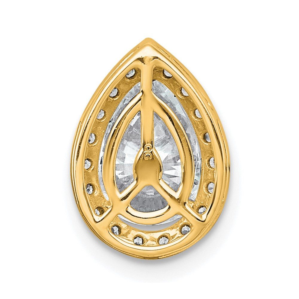 14k 1 3/4ct Cert Lab Grown Dia VS+ F+ Pear Comp Halo Chain Slide Pendant