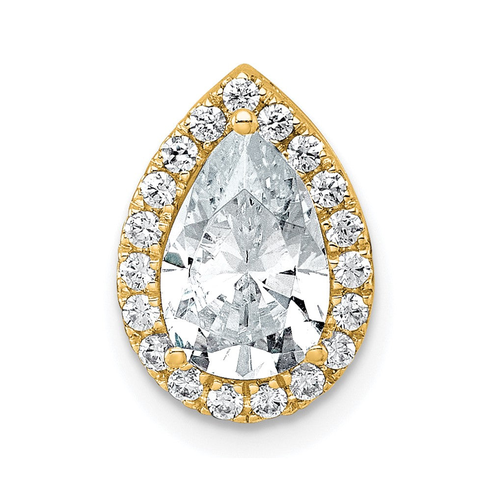 14k 1 3/4ct Lab Grown Diamond VS+ F+ Pear Comp Halo Chain Slide Pendant