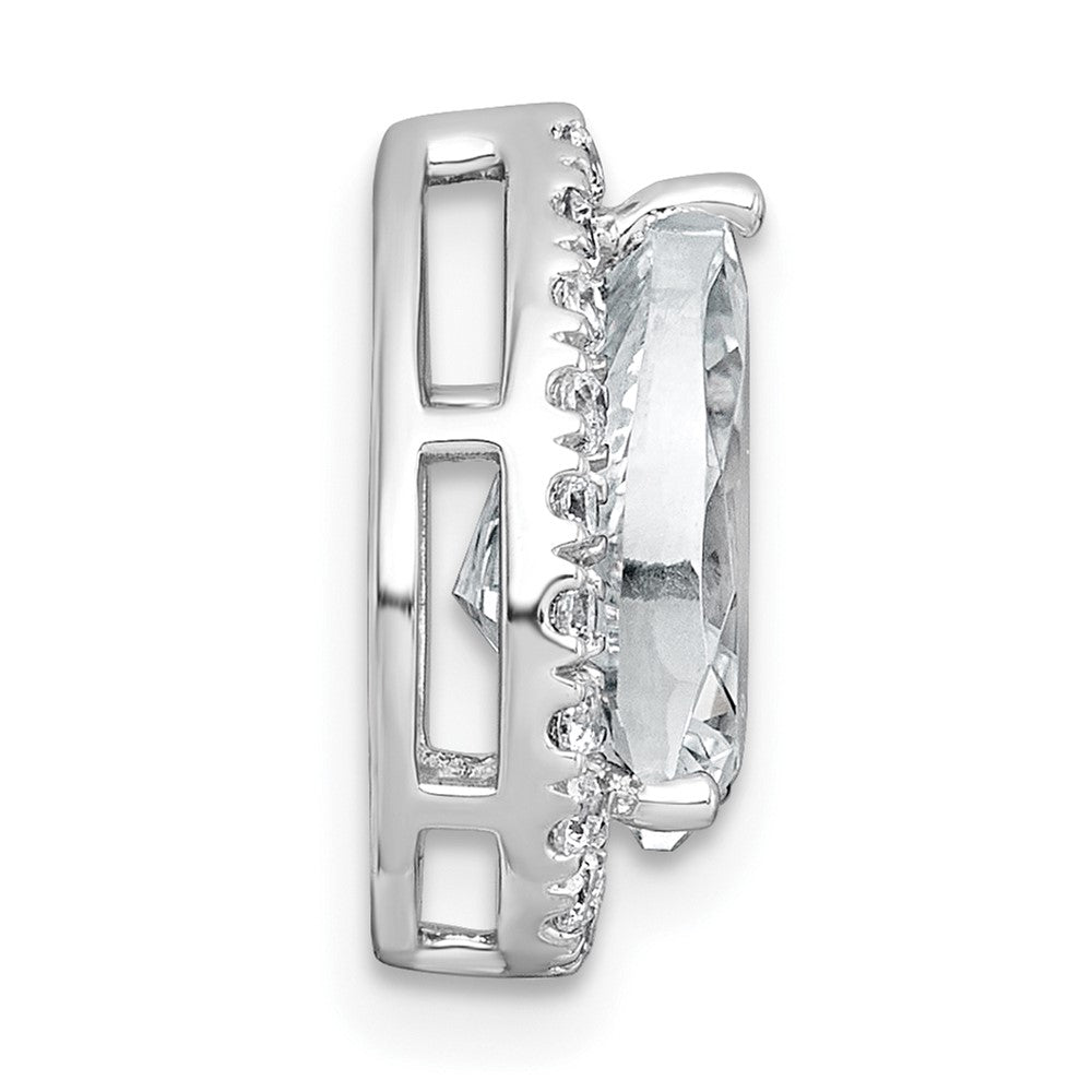 14kw 2 1/3ct Cert Lab Grown Dia VS+ F+ Pear Comp Halo Chain Slide Pendant