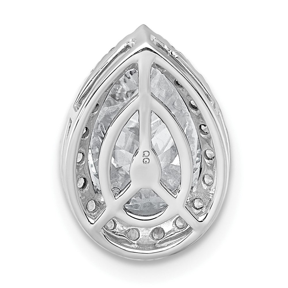 14kw 2 1/3ct Cert Lab Grown Dia VS+ F+ Pear Comp Halo Chain Slide Pendant