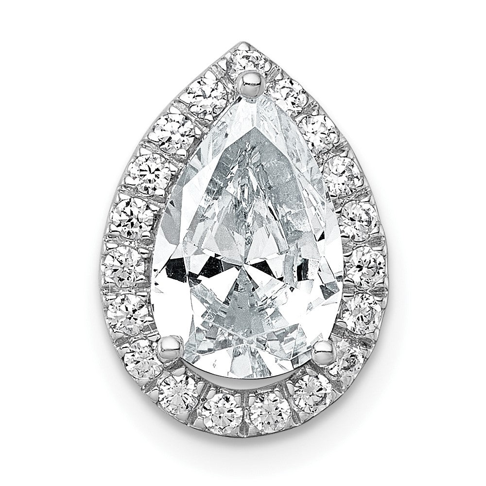 14kw 2 1/3ct Cert Lab Grown Dia VS+ F+ Pear Comp Halo Chain Slide Pendant