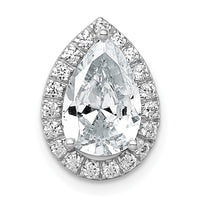 14kw 2 1/3ct Cert Lab Grown Dia VS+ F+ Pear Comp Halo Chain Slide Pendant