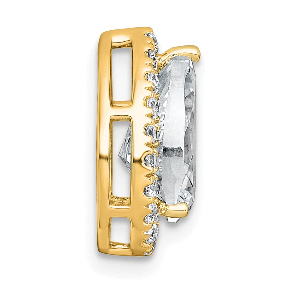 14k 2 1/3ct Lab Grown Diamond VS+ F+ Pear Comp Halo Chain Slide Pendant
