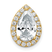 14k 2 1/3ct Cert Lab Grown Dia VS+ F+ Pear Comp Halo Chain Slide Pendant