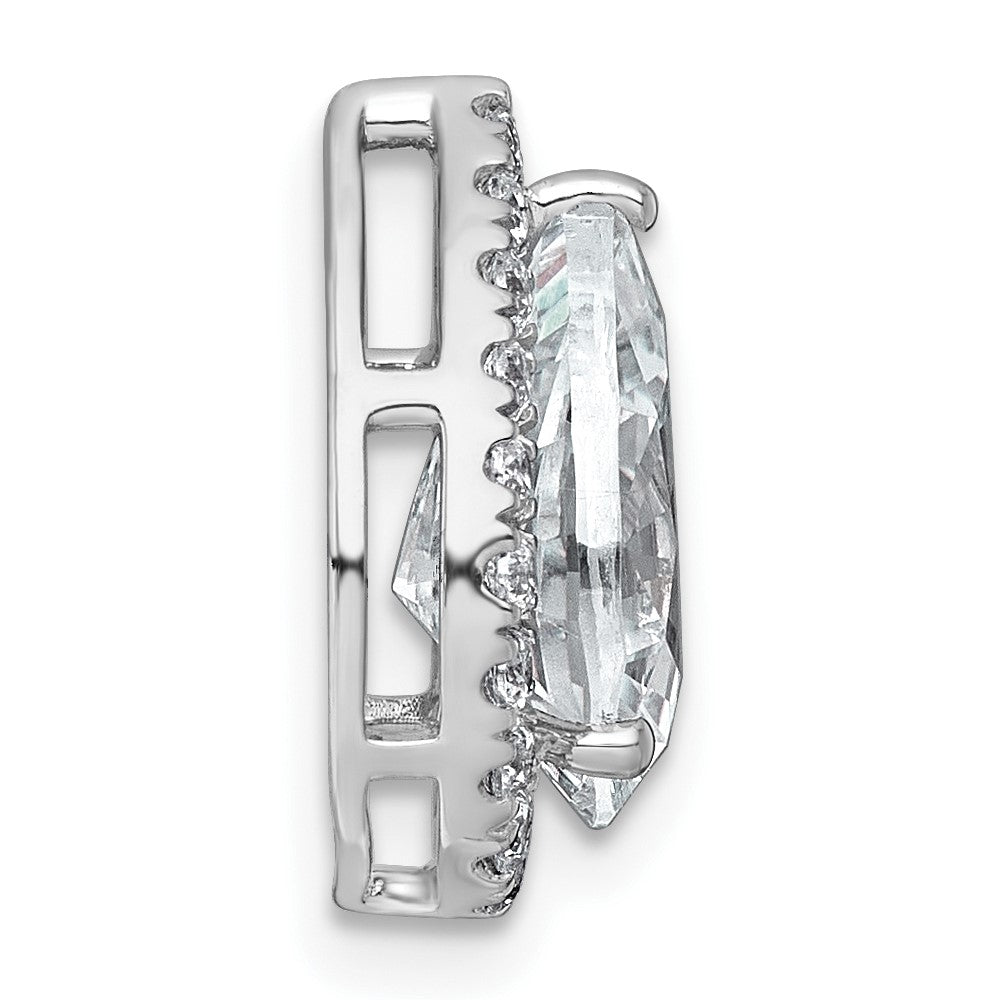 14kw 2 3/4ct Cert Lab Grown Dia VS+ F+ Pear Comp Halo Chain Slide Pendant