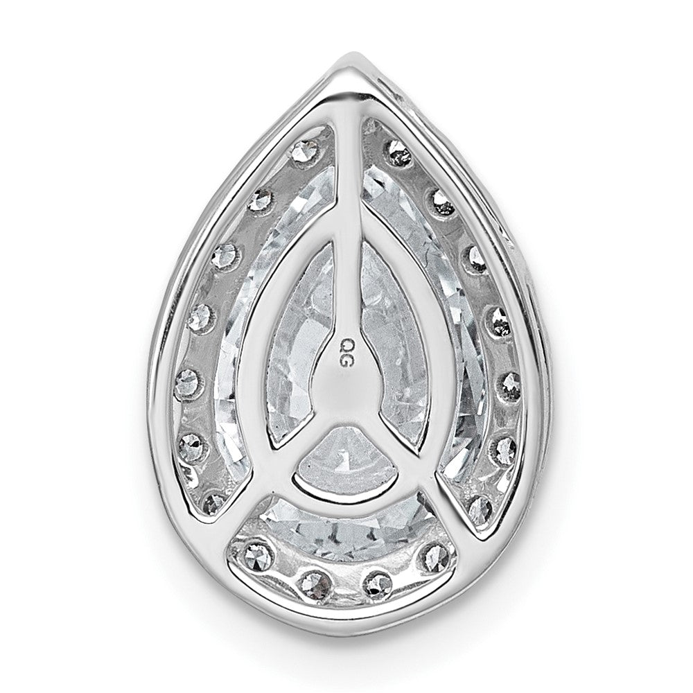 14kw 2 3/4ct Cert Lab Grown Dia VS+ F+ Pear Comp Halo Chain Slide Pendant