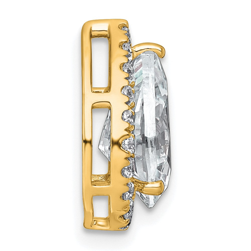 14k 2 3/4ct Lab Grown Diamond VS+ F+ Pear Comp Halo Chain Slide Pendant